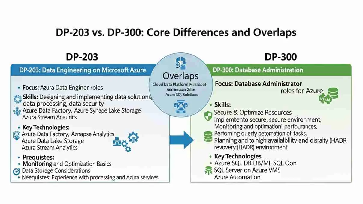 DP-203 vs DP-300 Azure certification comparison chart